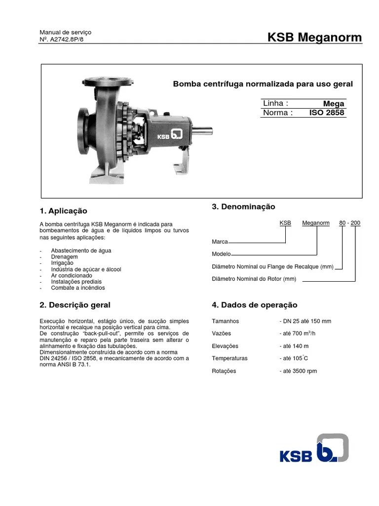 Manual de Bomba Centrífuga KSB PDF Engenharia Mecânica Science