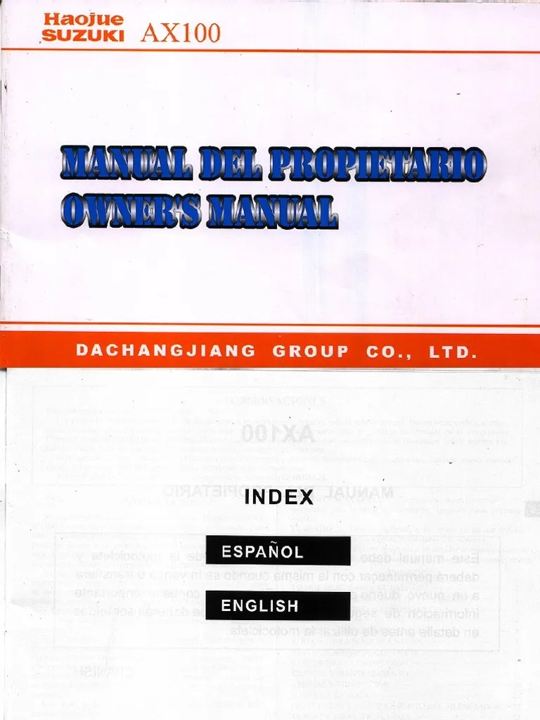 Manual Rio Suzuki Ax 100 | PDF