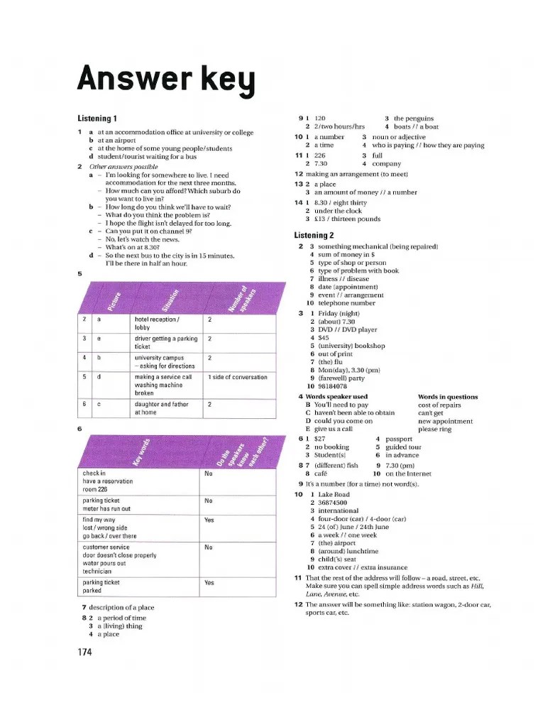 Answer Key New Insight Into IELTS