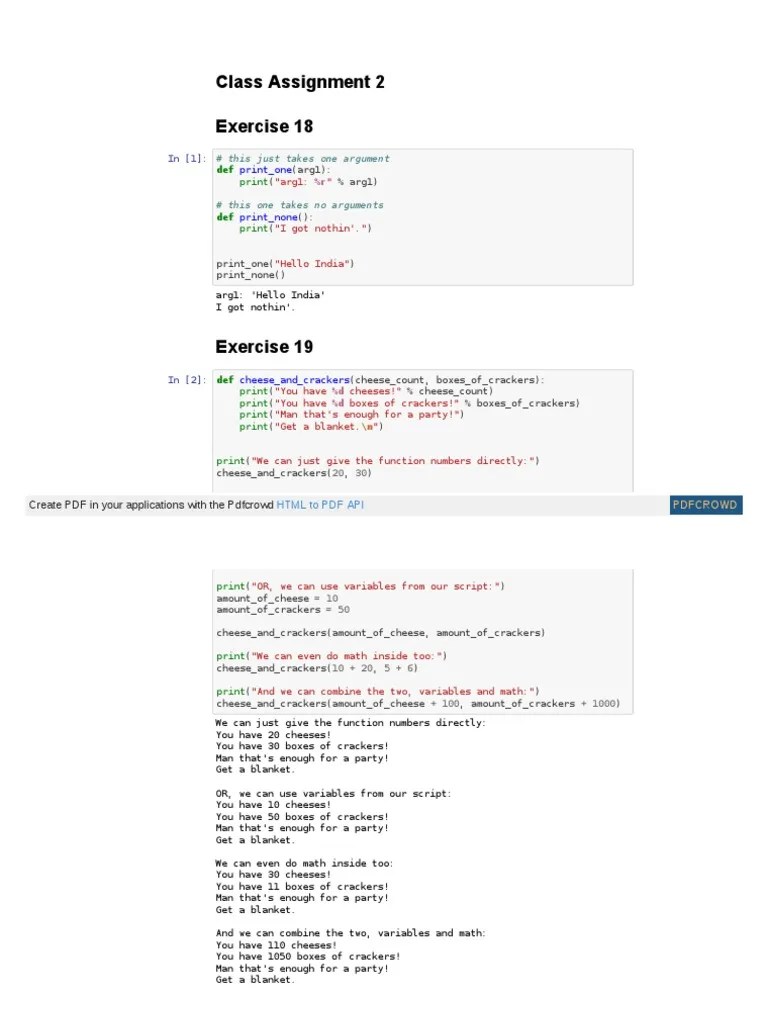 Class Assignment 2 Exercise 18 This Just Takes One Argument PDF
