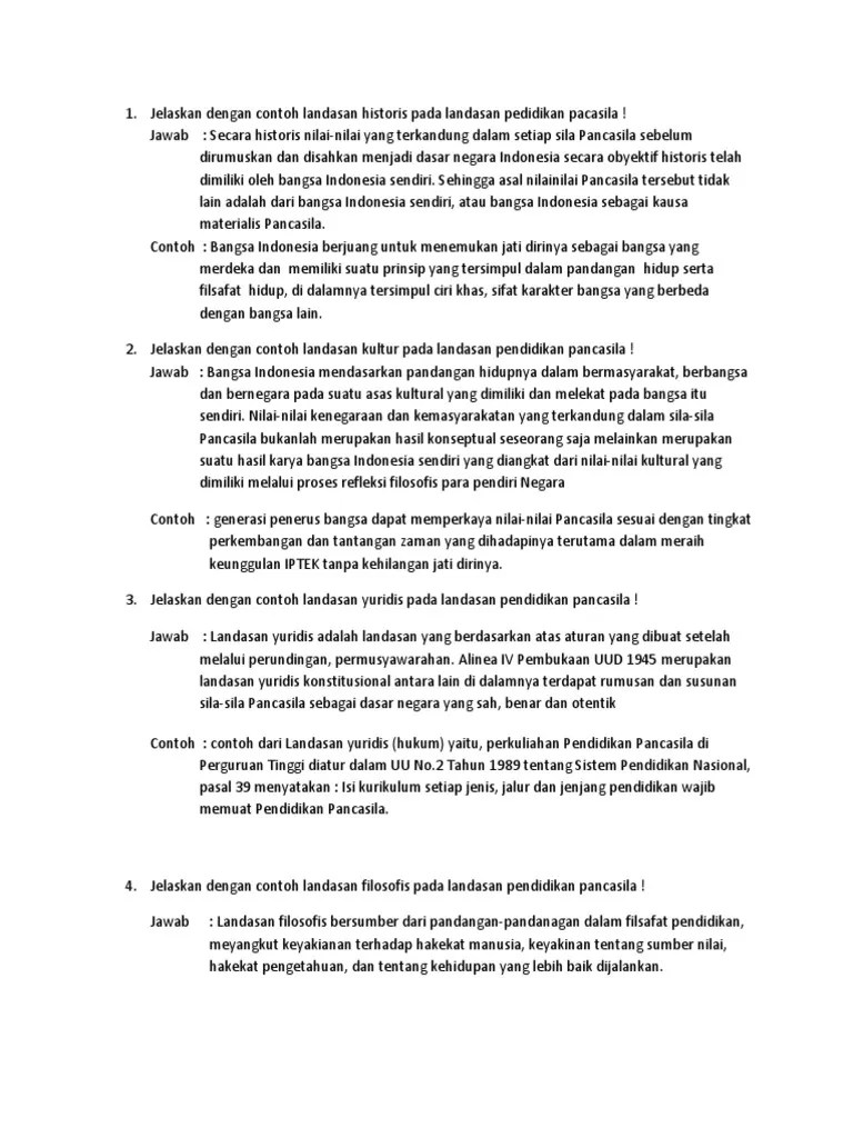 Jelaskandengancontohlandasanhistorispadalandasanpedidikanpacasila  151208153108 Lva1 App6891 | PDF
