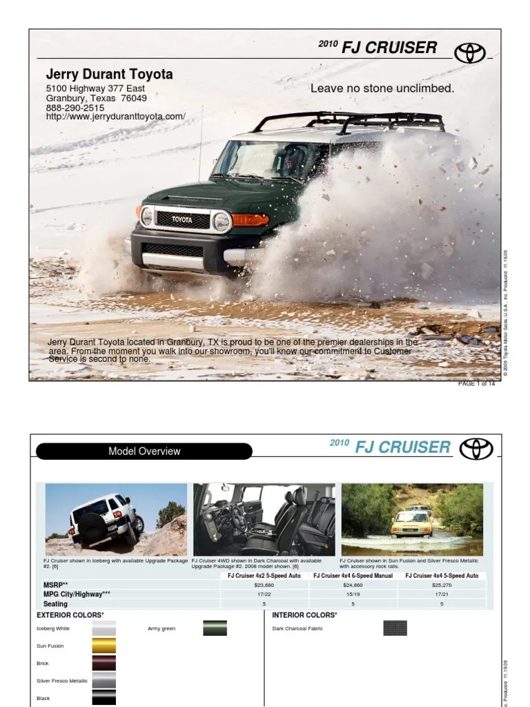 2010 Jerry Durant Toyota FJ Cruiser Dallas TX Four Wheel Drive Land