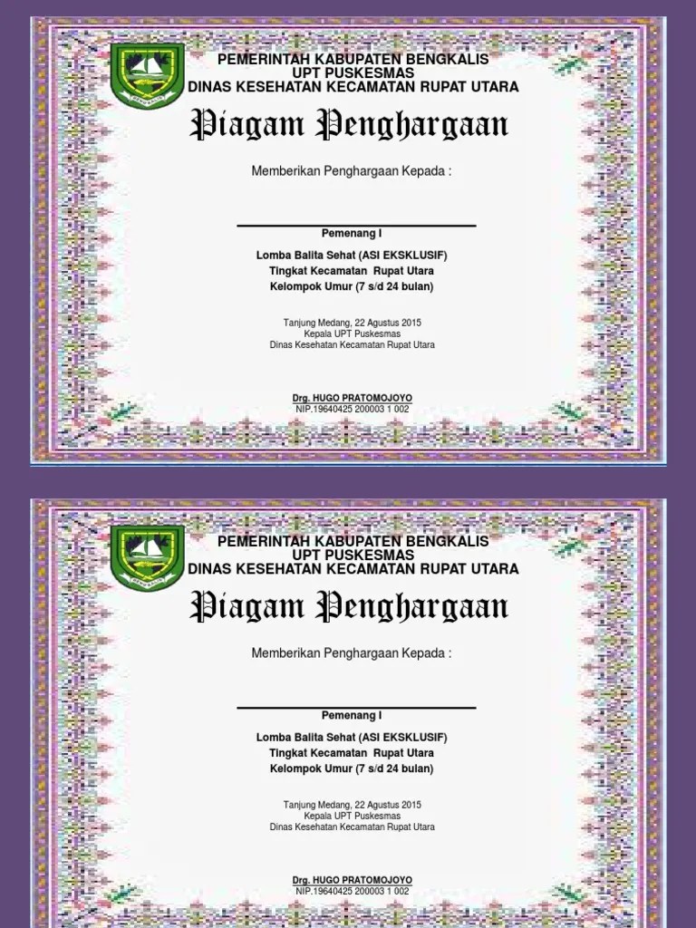 Contoh Piagam Penghargaan Lomba 17 Agustus Doc Gambar Ngetrend dan VIRAL