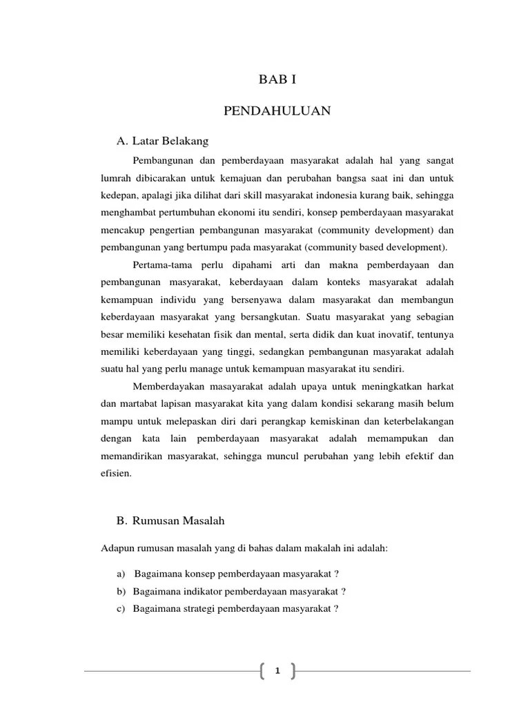 Konsep Indikator Dan Strategi Pemberdayaan Pengembangan Masyarakat