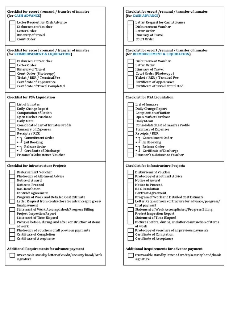 Checklist For Liquidation PDF Voucher Payments
