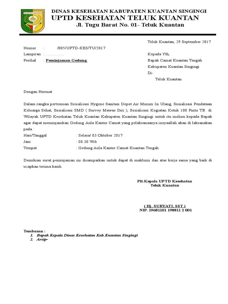 Contoh Surat Dinas Resmi Peminjaman Gedung Nusagates