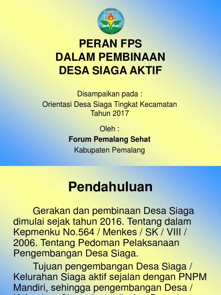 Peran Fps Dalam Pembinaan Desa Siaga