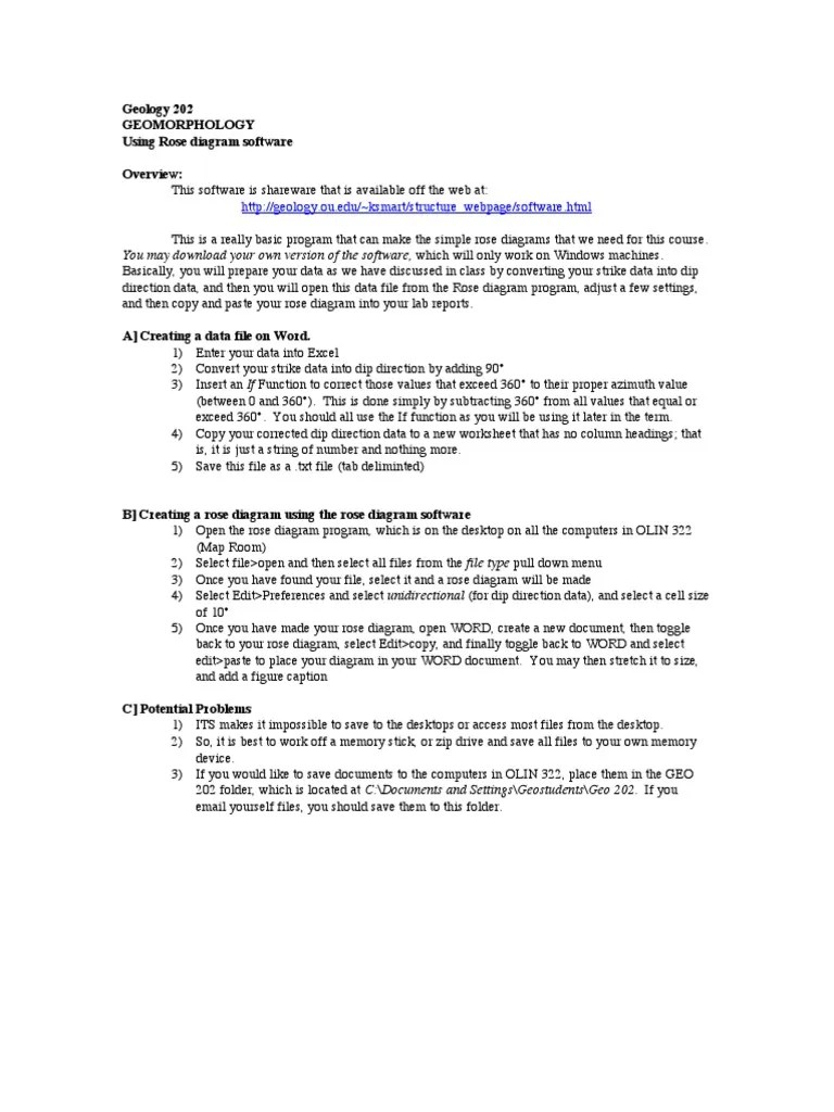 Geology 202 Geomorphology Using Rose Diagram Software Overview | PDF