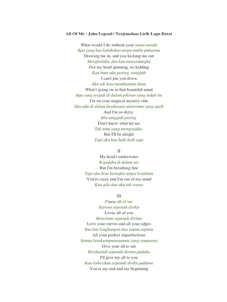 Arti Dari Lirik Lagu All Of Me – Belajar