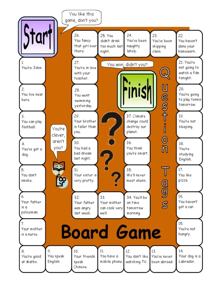 Board Game Question Tags Fun Activities Games Games 8799 PDF Leisure