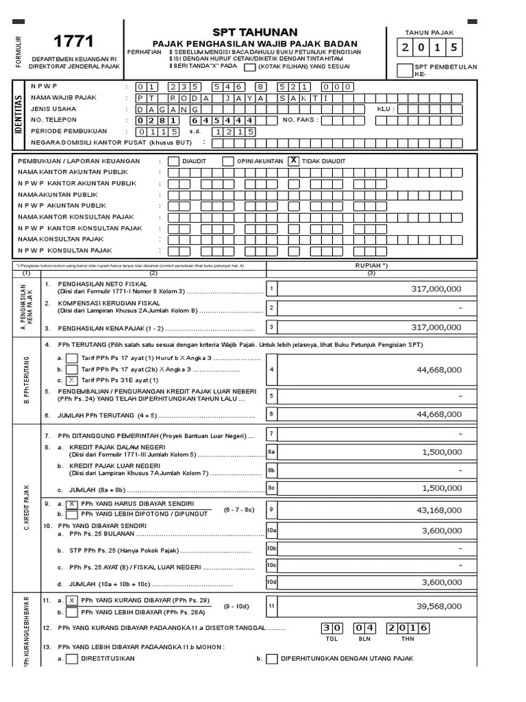 Lampiran Khusus Spt Tahunan Badan 2015 Excel Tentang Tahun