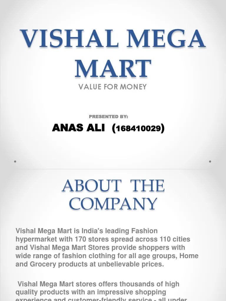 Vishal Mega Mart Ppt Retail Marketing