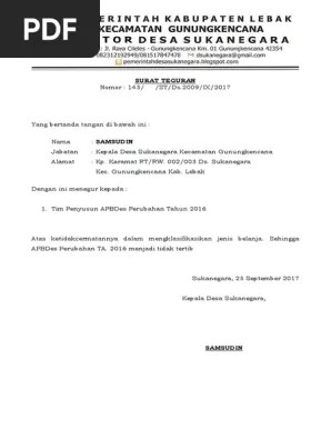 14 Contoh Surat Teguran Untuk Kepala Desa