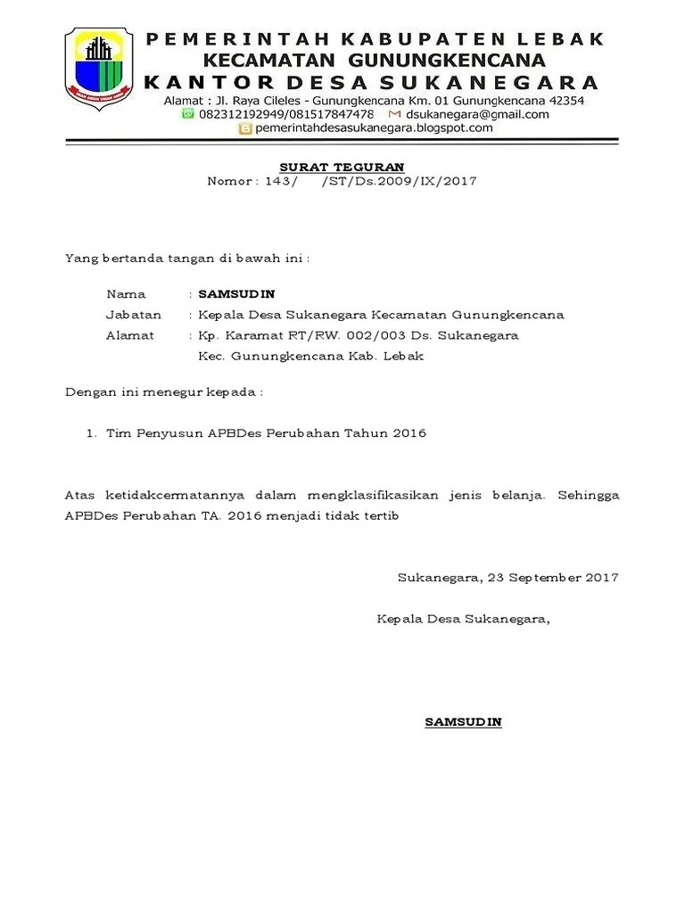 Surat Teguran Dan Surat Perintah Kepala Desa | PDF
