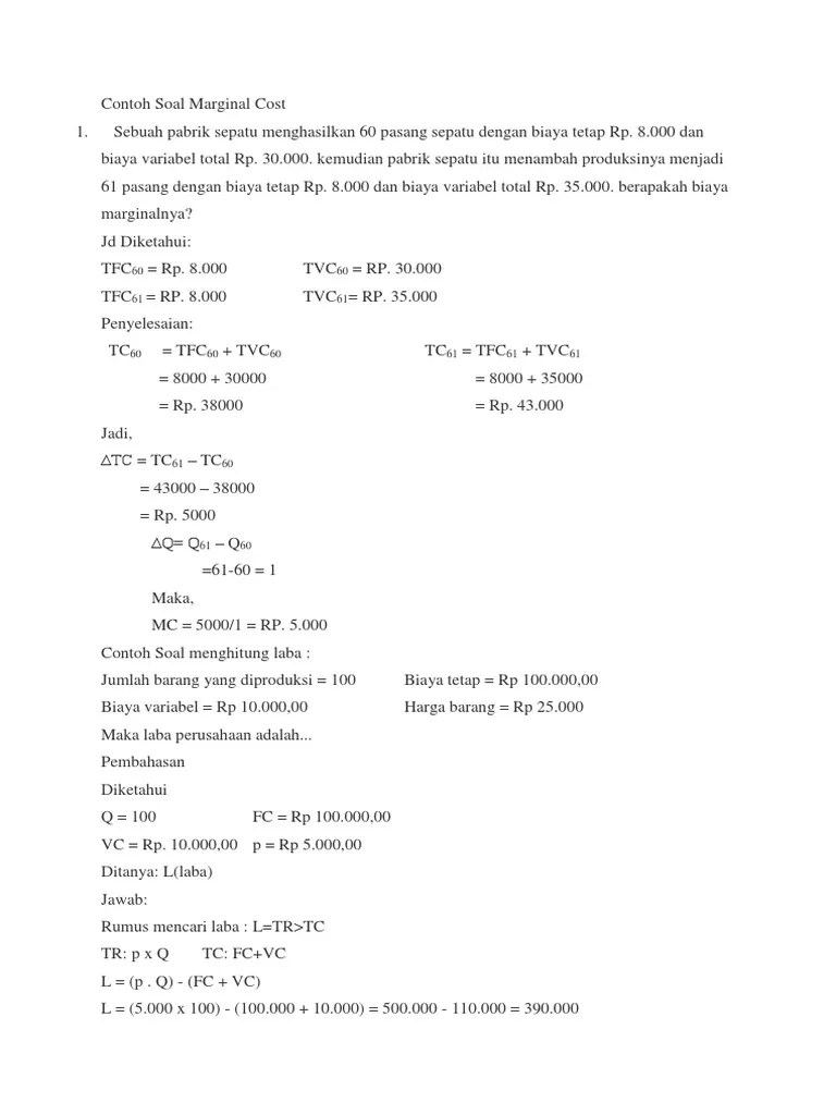 Contoh Soal Margin Cost | PDF