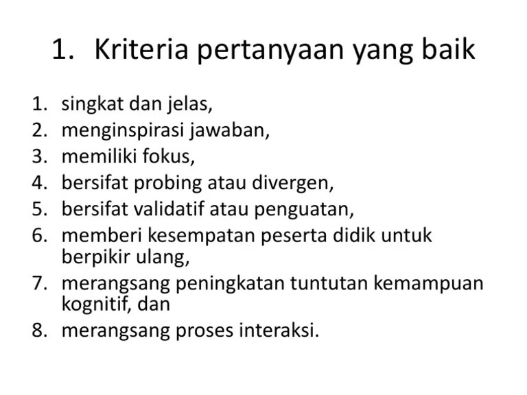 Kriteria Pertanyaan Yang Baik | PDF