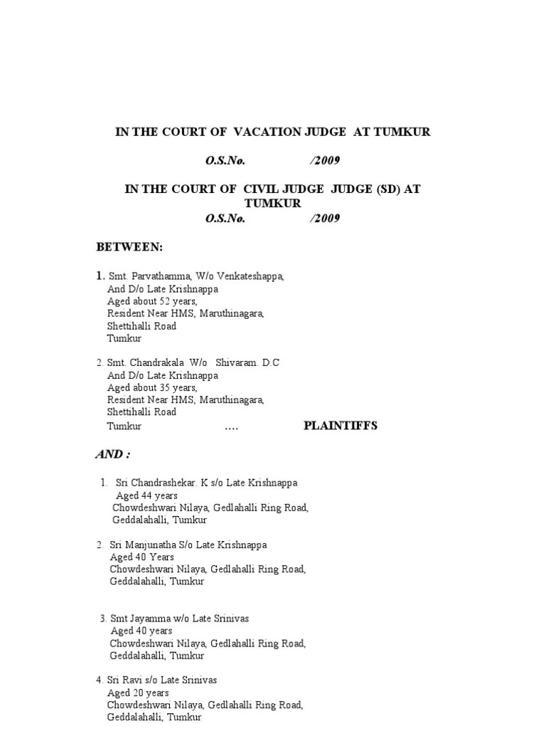 Partition Suit in Vacation Court Affidavit Lawsuit