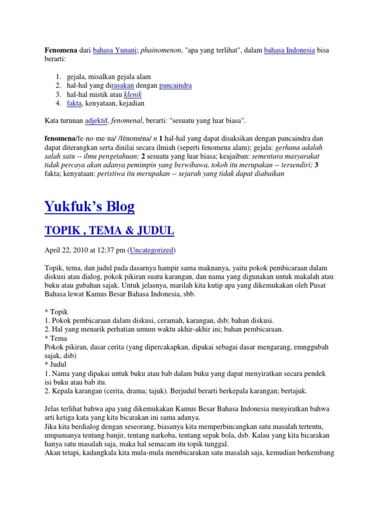 Tema, Topik, Judul | PDF