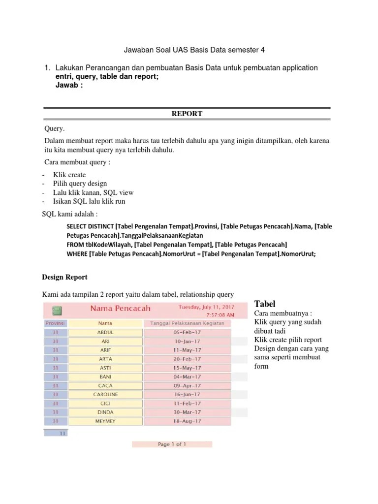 Jawaban Soal UAS Basis Data Semester 4 | PDF