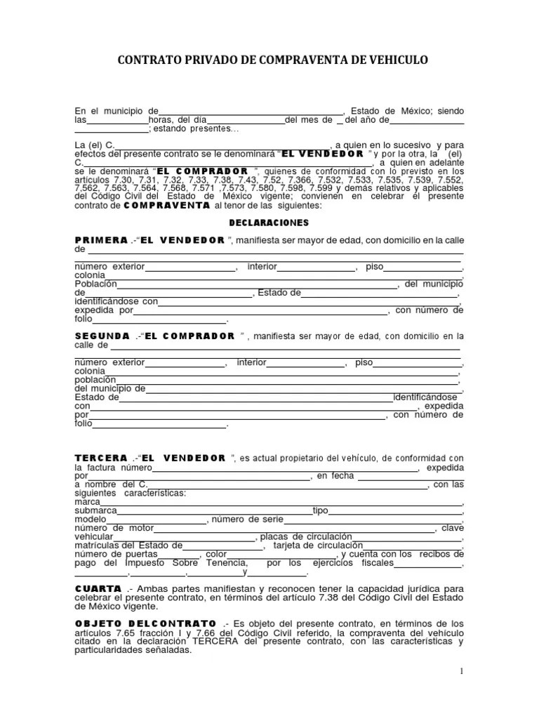 Contrato de Compra Venta de Auto 31 Virtud Información del Gobierno