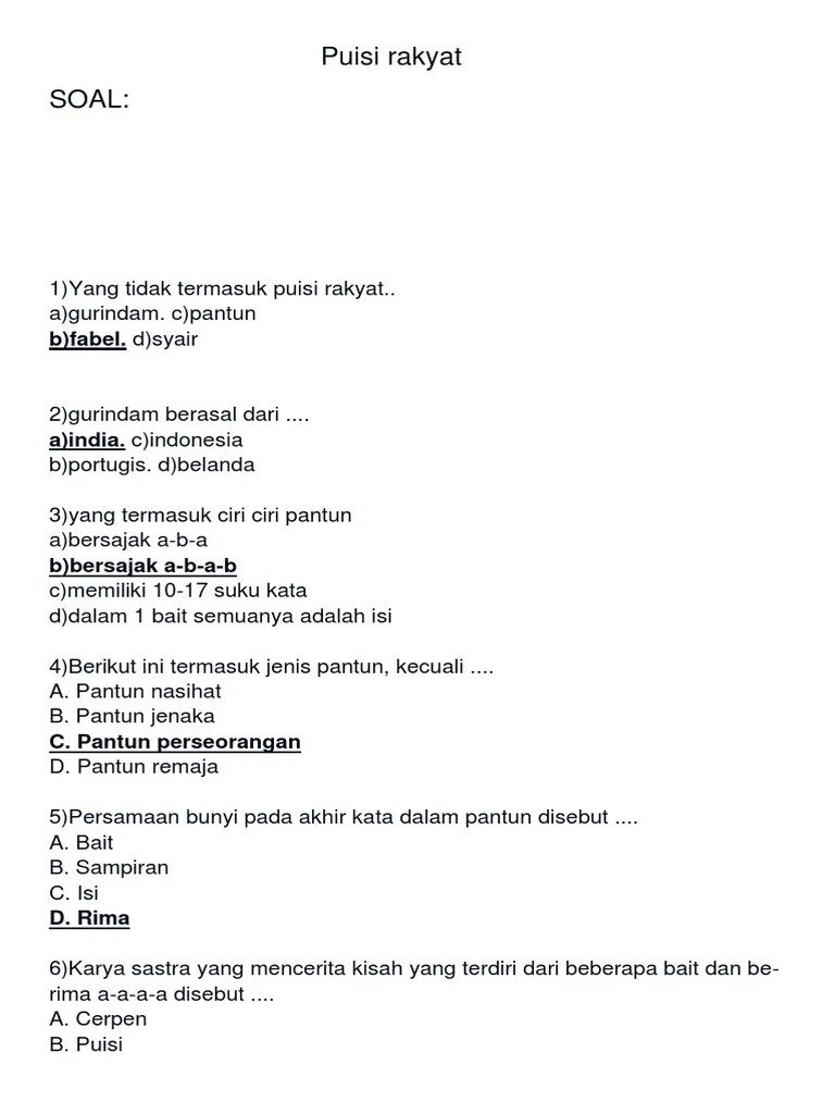 Contoh Puisi 1 Bait 4 Baris Bersajak Abab Berbagai Contoh