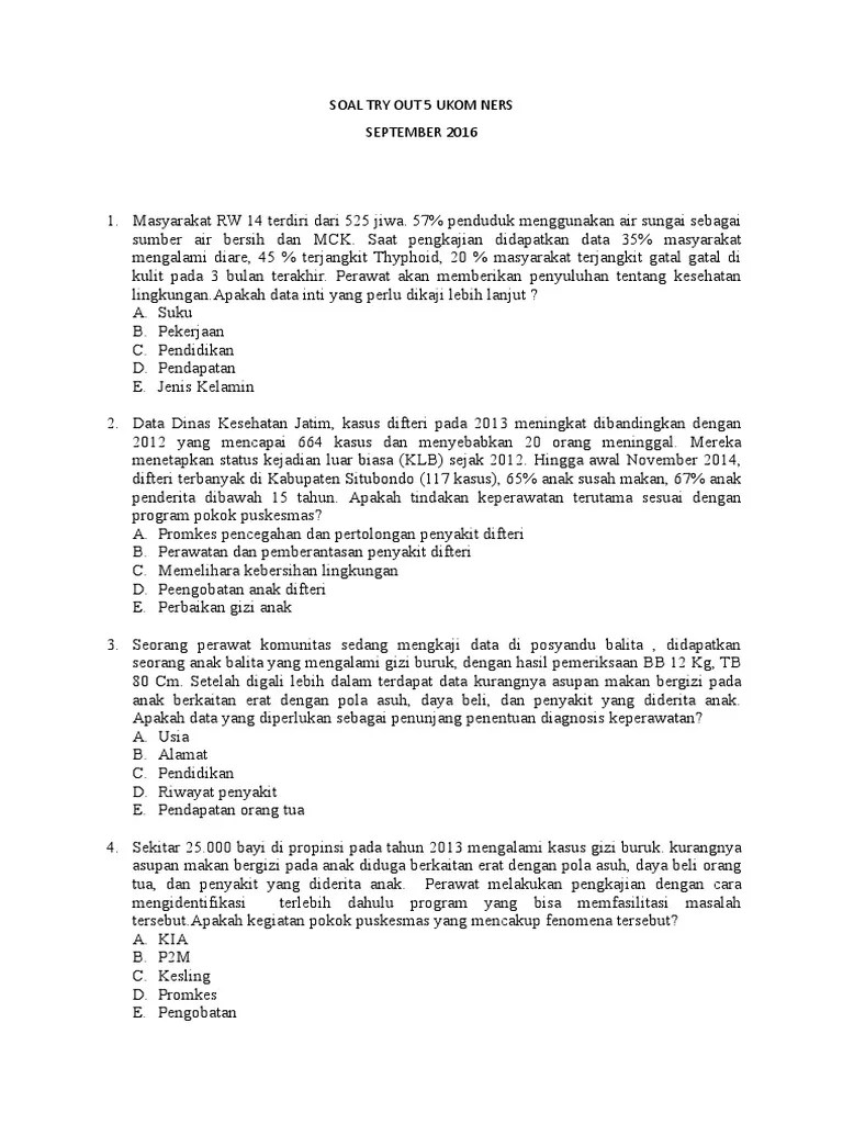 Contoh Soal Mata Kuliah Keperawatan Anak1 Beserta Jawaban Menurut Ukom