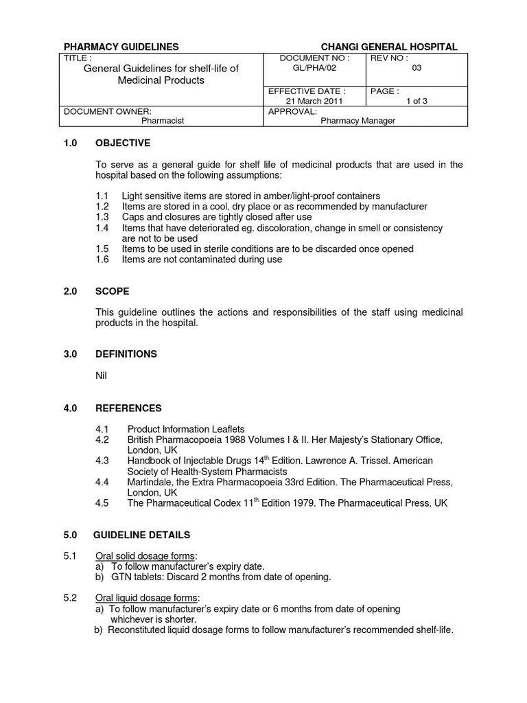 Guidelines For ShelfLife of Medical Products PDF Shelf Life
