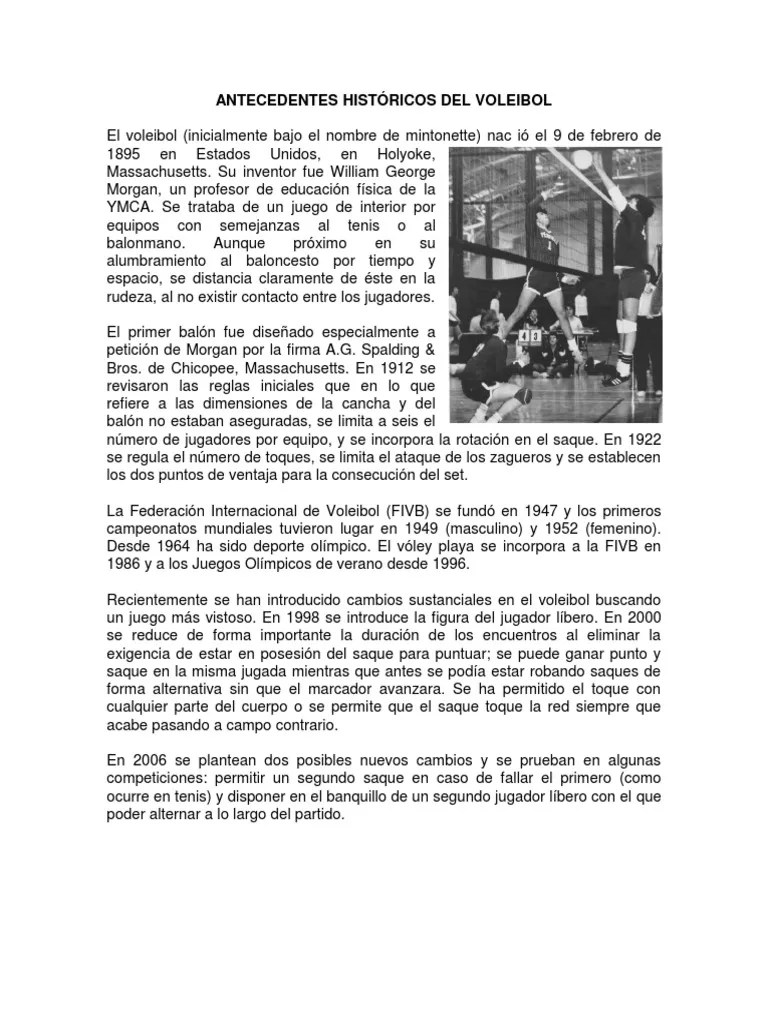 Antecedentes Históricos Del Voleibol Vóleibol Juegos de pelota