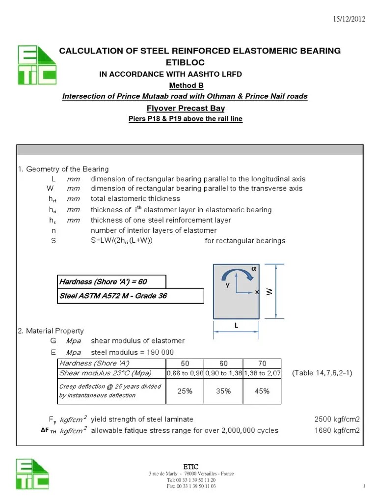 5321 Elastomeric Bearing Design AASHTO For P18 & P19 A PDF Stress