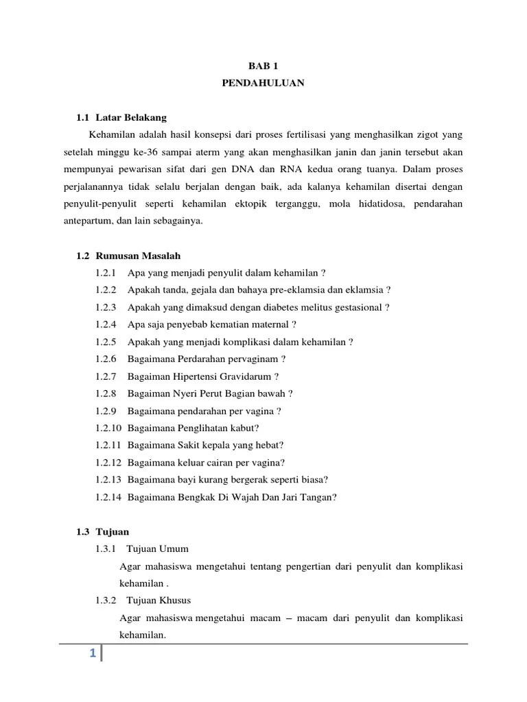 Makalah Penyulit Dan Komplikasi Kehamilan | PDF