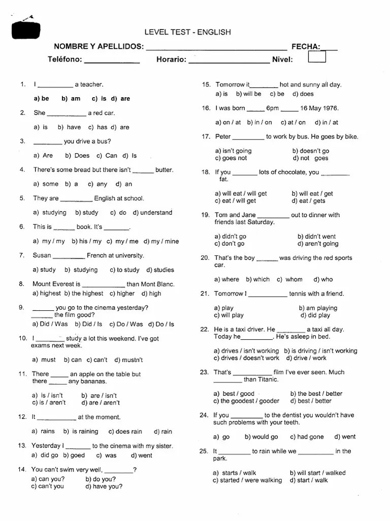 English Level Test | PDF