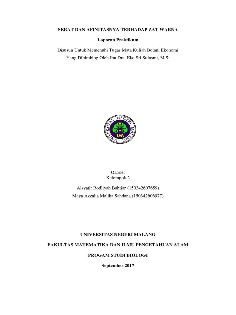 DATA PENGAMATAN Afinitas Serat Terhadap Zat Warna | PDF