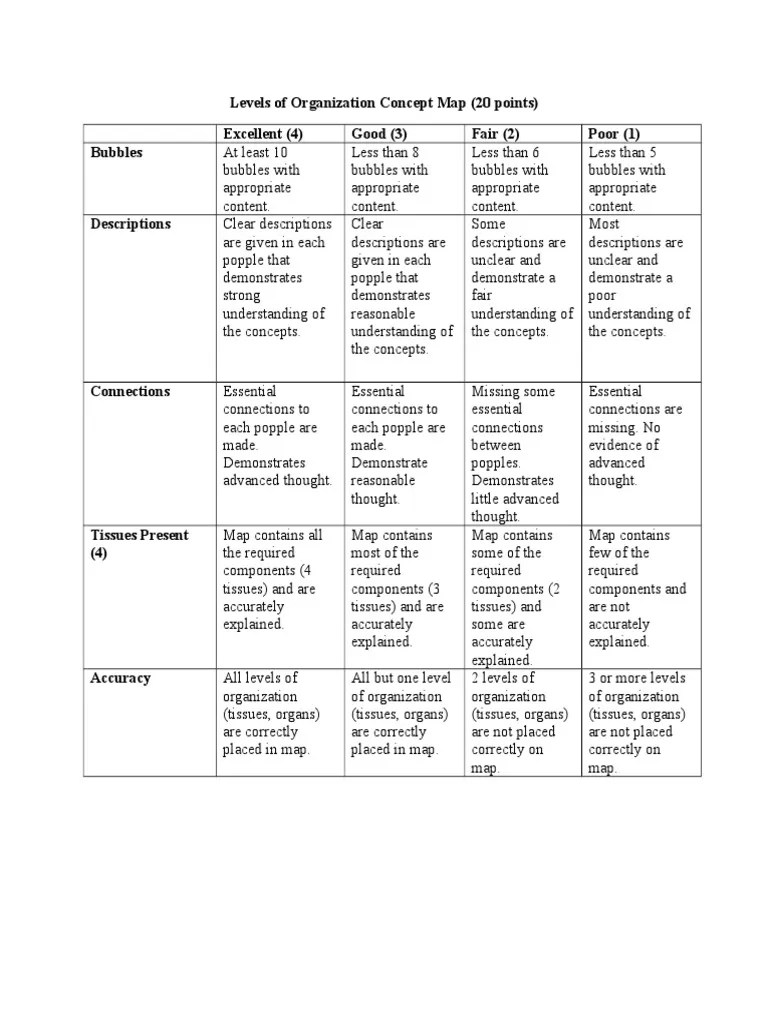 Concept Map Rubric Pdf Levels of Organization Concept Map Rubric Concept Cognitive Science