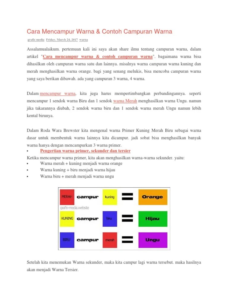 Cara Mencampur Warna | PDF