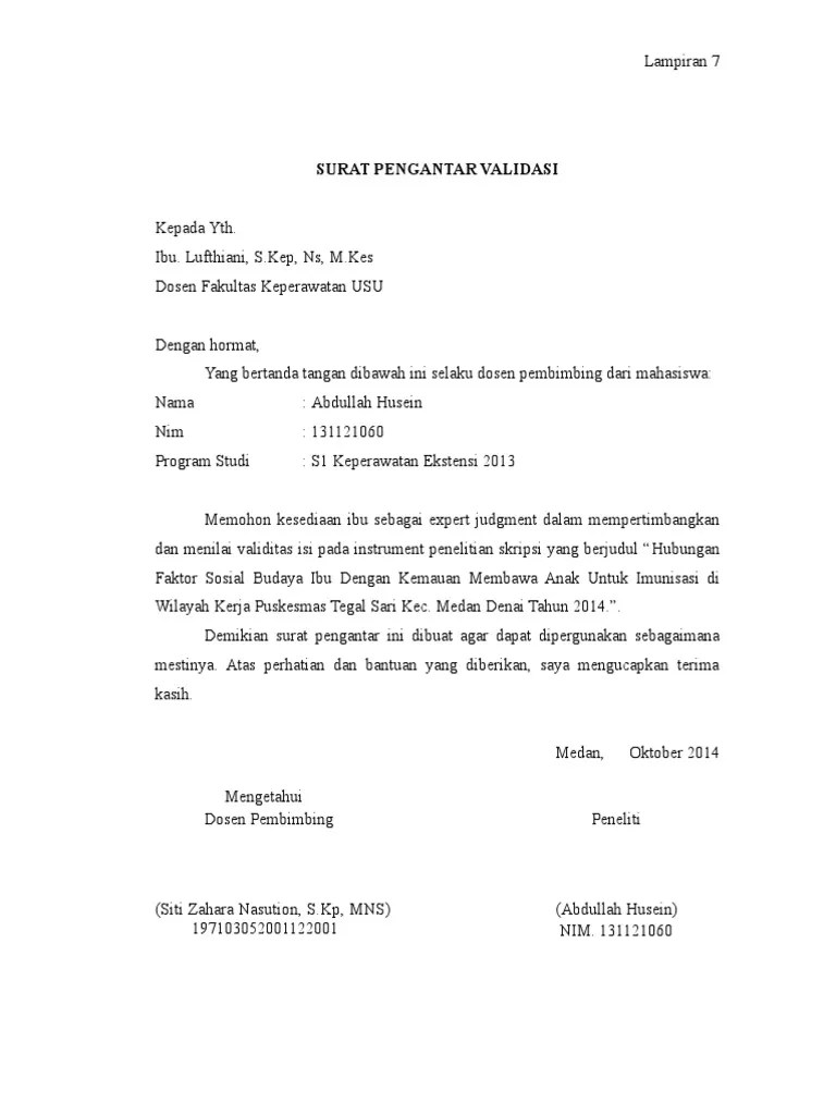 18 Contoh Surat Validasi Penelitian