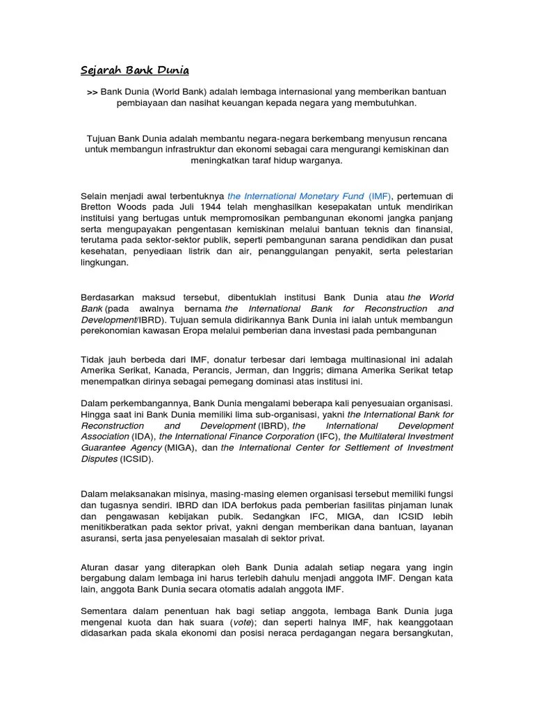 Sejarah Bank Dunia | PDF