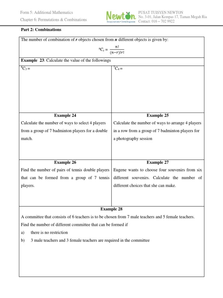 Combinations and Permutations Practice Problems with Detailed Solutions