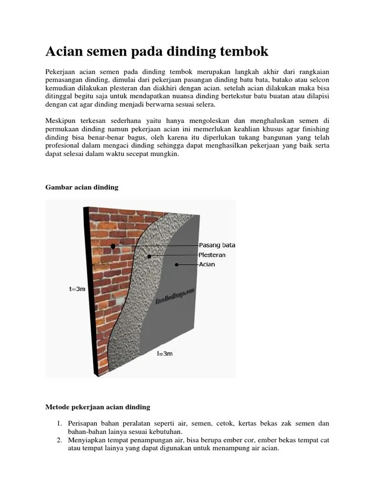 Acian Semen Pada Dinding Tembok | PDF