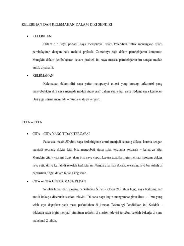 Kelebihan Dan Kelemahan Dalam Diri Sendiri | PDF