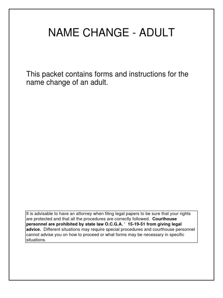 Fulton Co GA Adult Name Change Notary Public Civil Law Law)