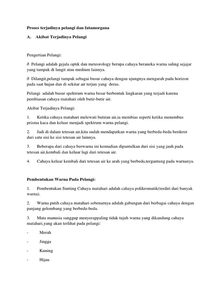 Proses Terjadinya Pelangi Dan Fatamorgana | PDF