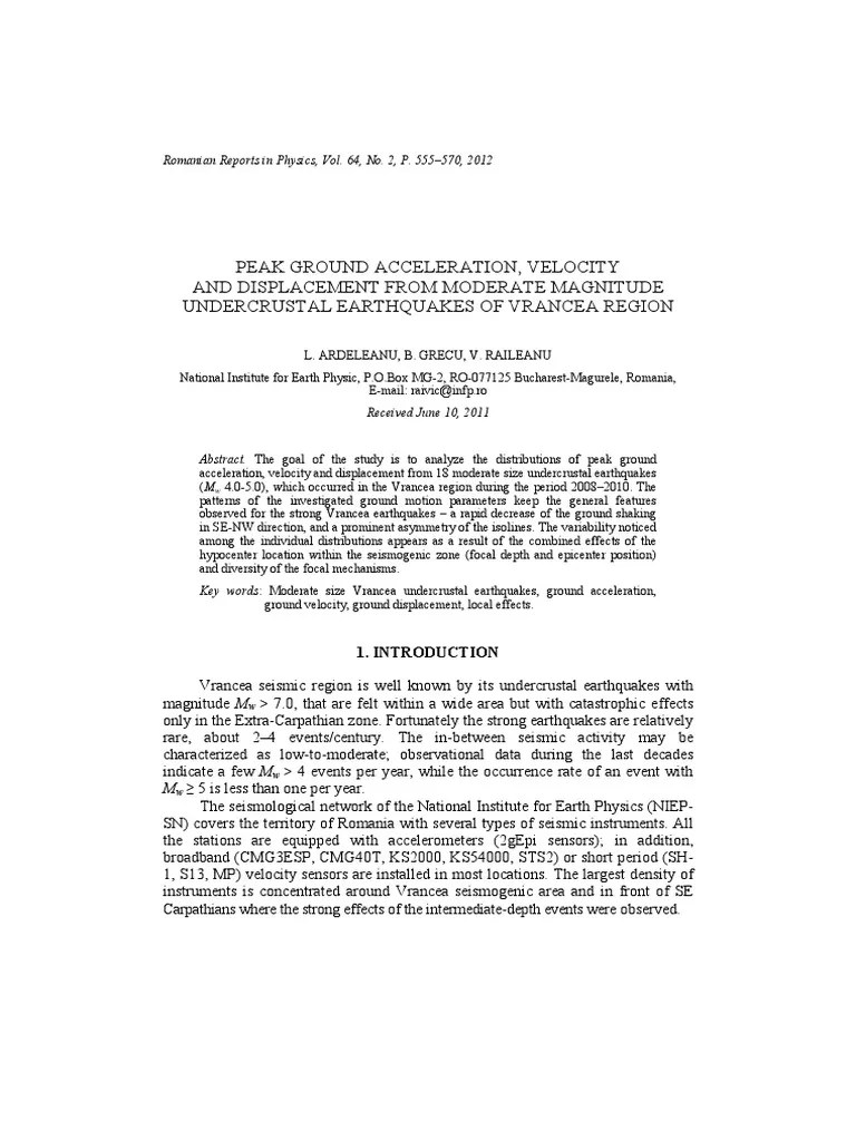 Art 19 Ardelean U Download Free PDF Moment Magnitude Scale Earthquakes