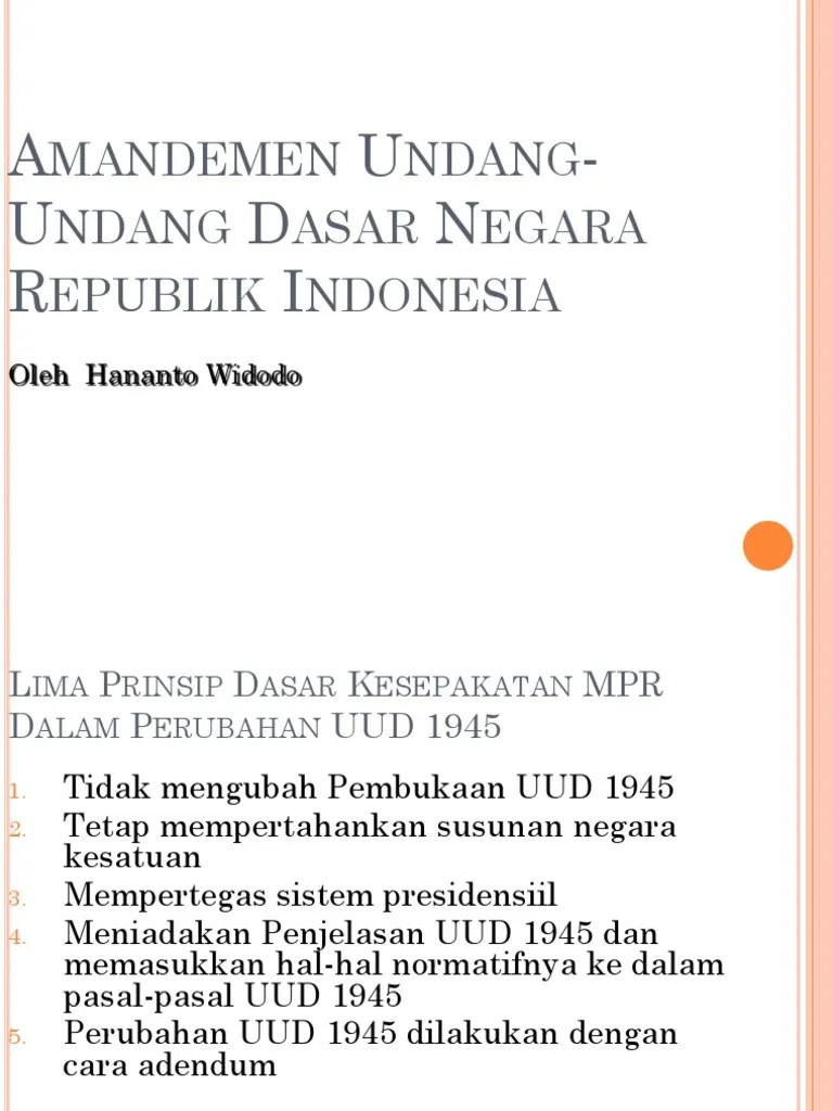 Amandemen Undang Undang Dasar Negara Republik Indonesia | PDF