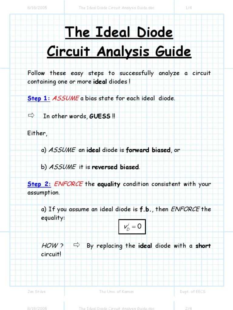 Ideal Diode Circuit Analysis Steps PDF Network Analysis (Electrical