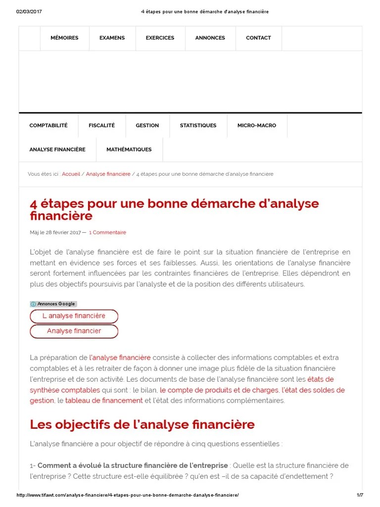 4 Étapes Pour Une Bonne Démarche d'Analyse Financière Bilan comptable