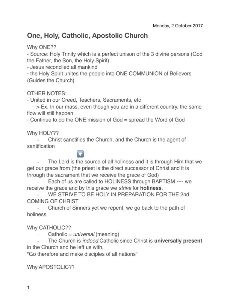 4 Characteristics of the Church Catholic Church Eucharist