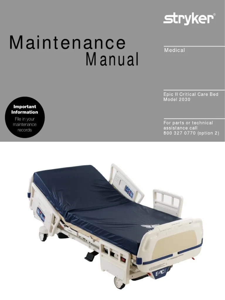 Stryker Epic 2 2030 Hospital Bed Service Manual Ac Power Plugs And