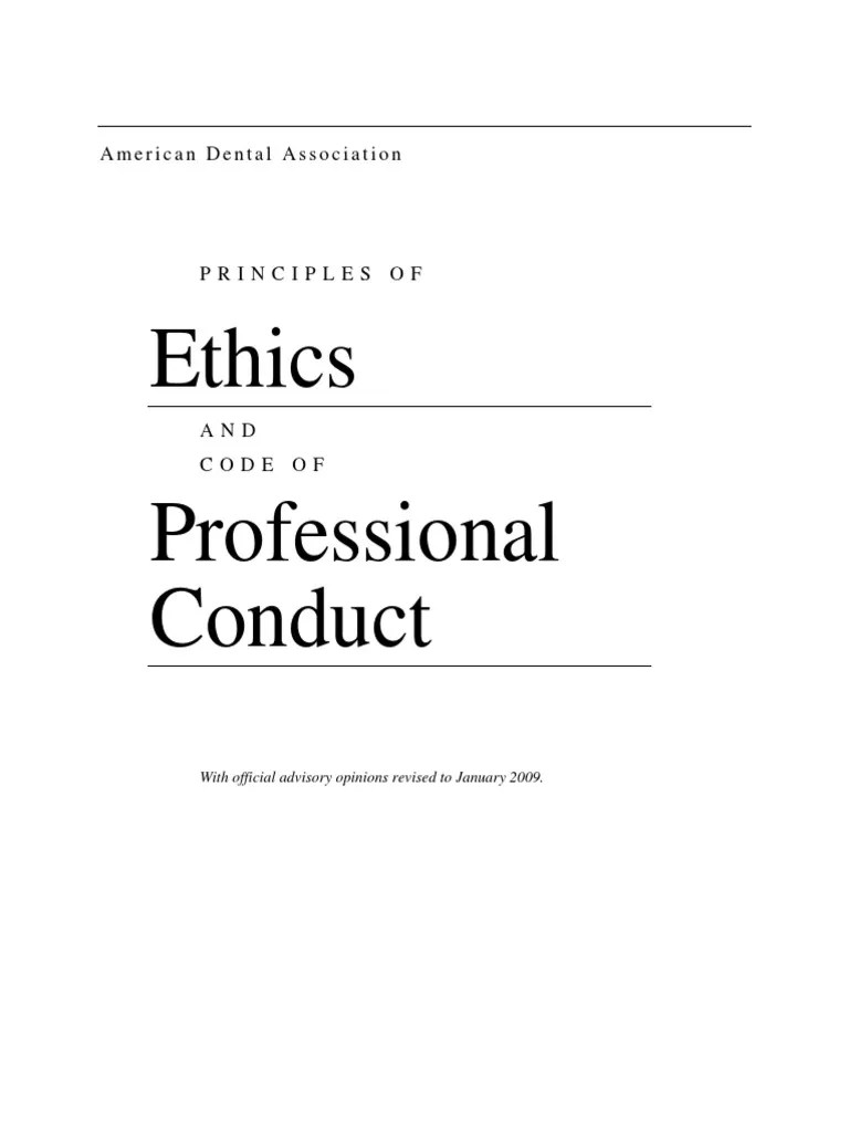 ADA Code of Ethics PDF Dentistry Confidentiality