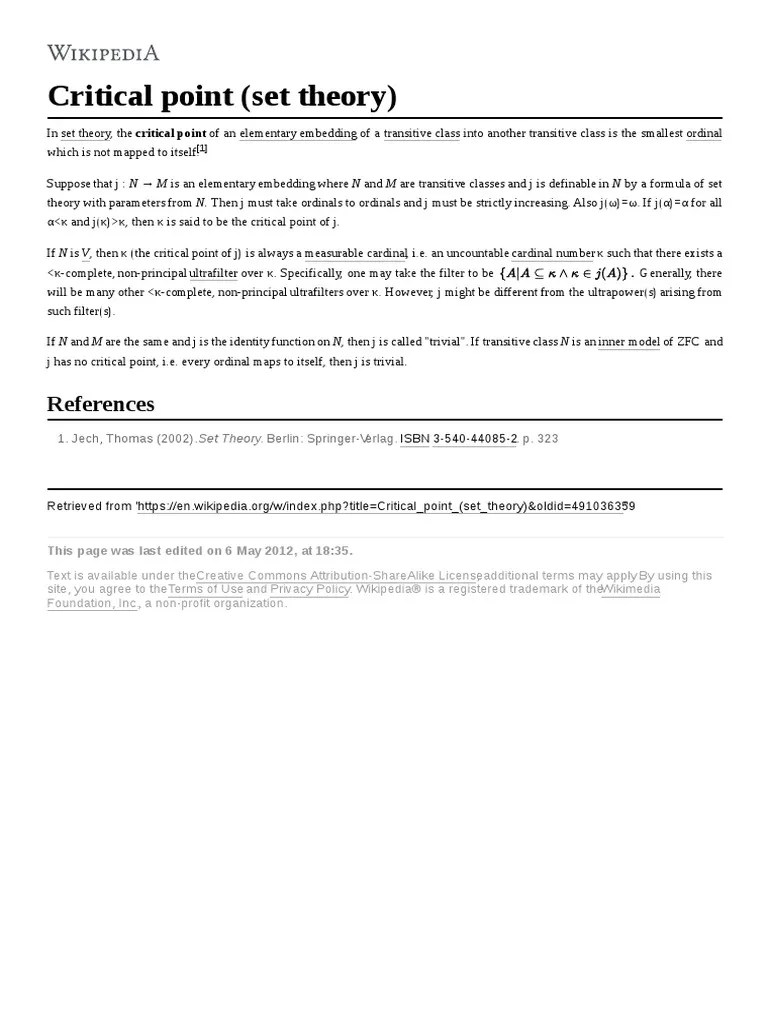 Critical Point (Set Theory) References PDF