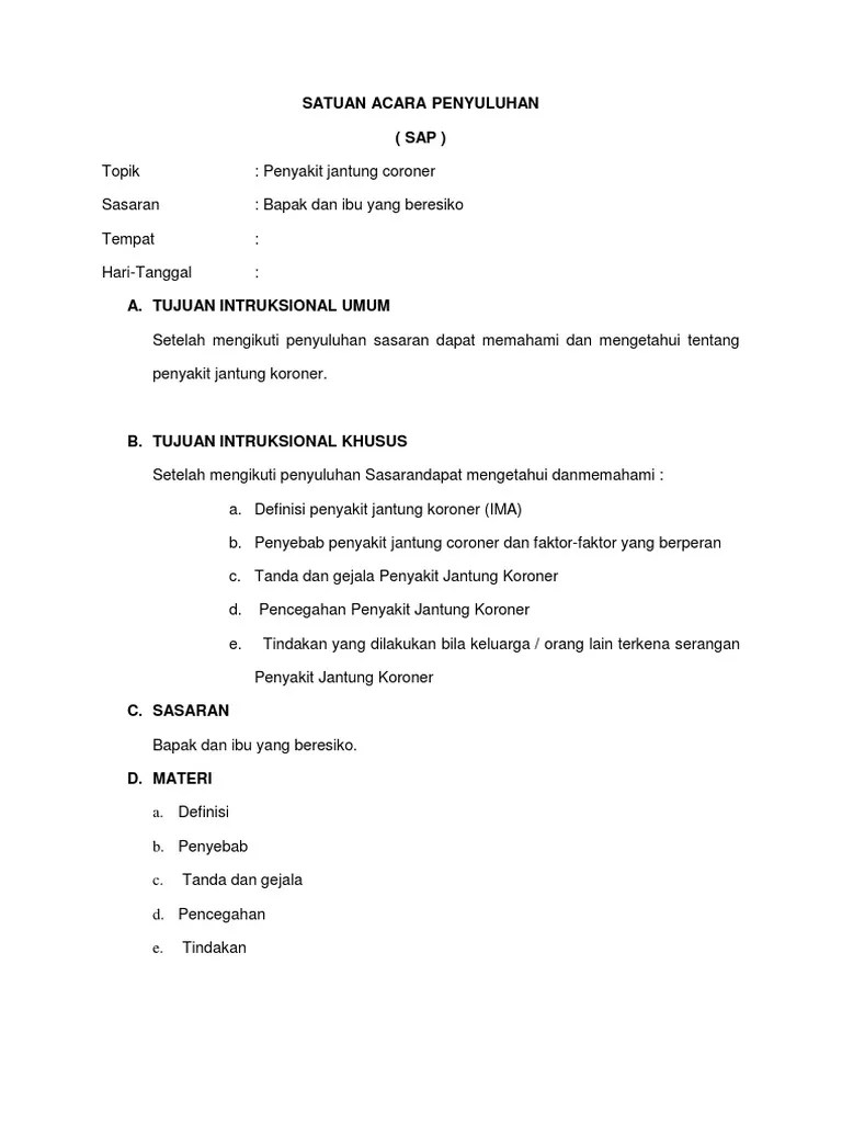 Satuan Acara Penyuluhan Jantung | PDF